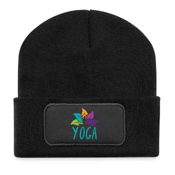 Vibrant Lotus Yoga Embrace - Recycled Patch Beanie - black - Front