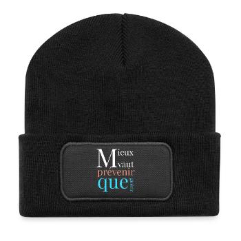 Mieux vaut prévenir que guérir - Beanie recyclé à patch - noir - Devant
