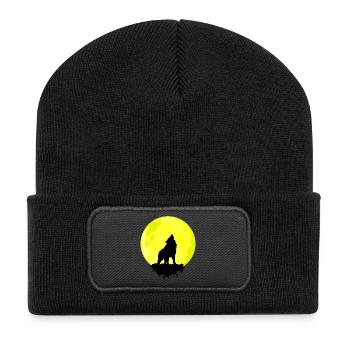 wolfsmond - Recycelte Patch Beanie - Schwarz - Vorne