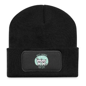 Best friends for life - Recycelte Patch Beanie - Schwarz - Vorne