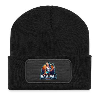 Baseball Queen Retro Illustration - Recycled Patch Beanie - black - Front