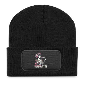 Shish kebab délicieux femme tatouage cadeau - Beanie recyclé à patch - noir - Devant
