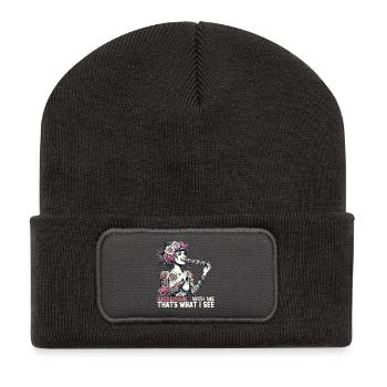 Shish kebab délicieux femme tatouage cadeau - Beanie recyclé à patch - charbon - Devant