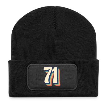 Vintage Retro T-Shirt Number 71 Seventy One - Recycled Patch Beanie - black - Front