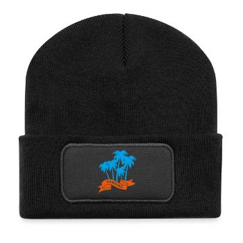 Camping Palm Trees Banderole Camping Vacation Fan Camper - Recycled Patch Beanie - black - Front