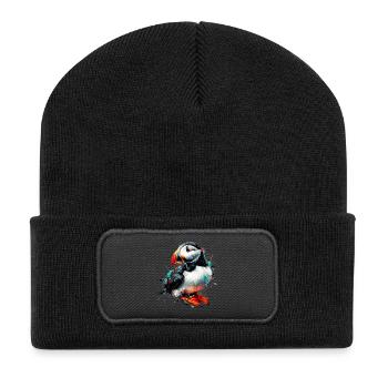 Papageitaucher - Recycelte Patch Beanie - Schwarz - Vorne