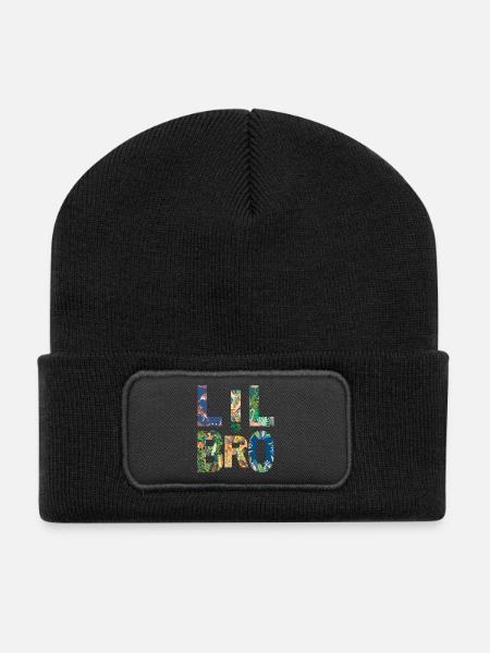 LIL BRO - Bruder -Kleiner Bruder - Partnerlook - Recycelte Patch Beanie - Schwarz