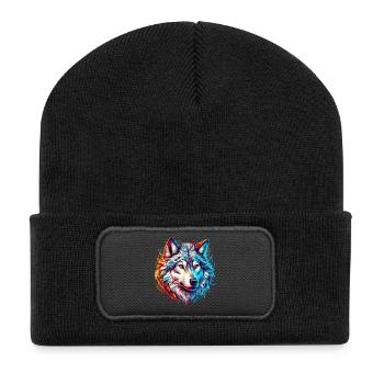 Wolf - Recycelte Patch Beanie - Schwarz - Vorne