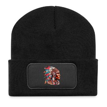 Amérindien Peau rouge d’Amérique - Beanie recyclé à patch - noir - Devant