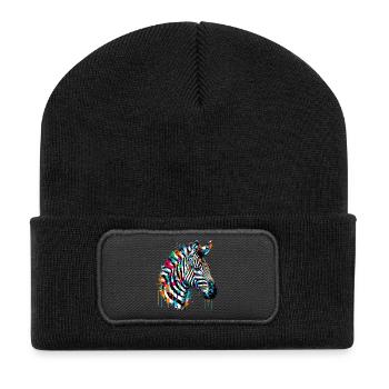 Zebra - Recycelte Patch Beanie - Schwarz - Vorne