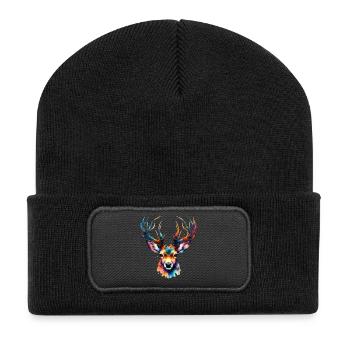 Hirsch - Recycelte Patch Beanie - Schwarz - Vorne
