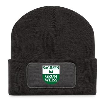 La Saxe est un drapeau vert blanc de l’État - Beanie recyclé à patch - charbon - Devant
