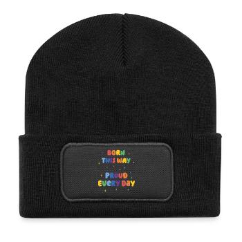 LGBTQ Pride Month - Born This Way. Proud Every Day - Recycled Patch Beanie - black - Front