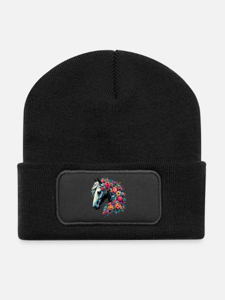 Cheval - Beanie recyclé à patch - noir