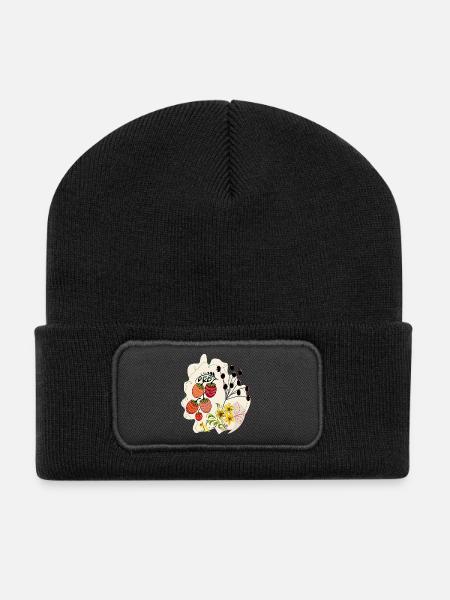 Erdbeerzeit - Recycelte Patch Beanie - Schwarz