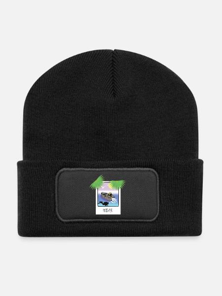 Schnappschuss Urlaub - Recycelte Patch Beanie - Schwarz