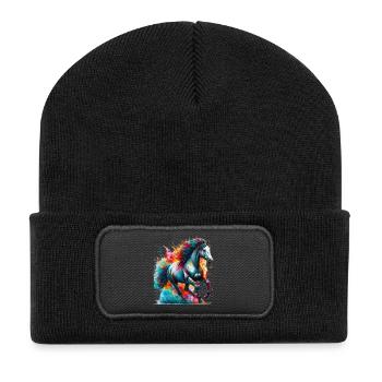 Cheval - Beanie recyclé à patch - noir - Devant