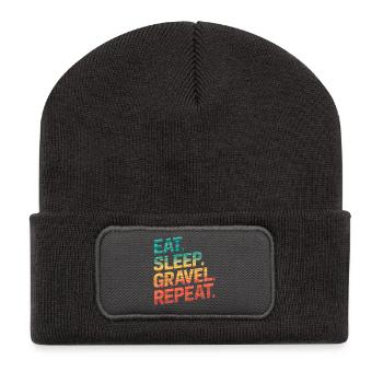 Rétro coucher de soleil voyage citation design - Beanie recyclé à patch - charbon - Devant