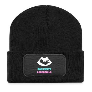 Das Erste Lebensbild - Recycelte Patch Beanie - Schwarz - Vorne