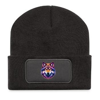 Wolf - Recycelte Patch Beanie - Dunkelgrau - Vorne