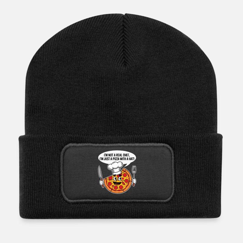 Pizzabäcker Humor T-Shirt - Recycelte Patch Beanie - Schwarz