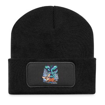 Northern Lights - Moose - Aurora Borealis - Recycelte Patch Beanie - Schwarz - Vorne