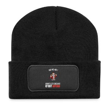 pull moche noël humour idée cadeau vêtement - Beanie recyclé à patch - noir - Devant
