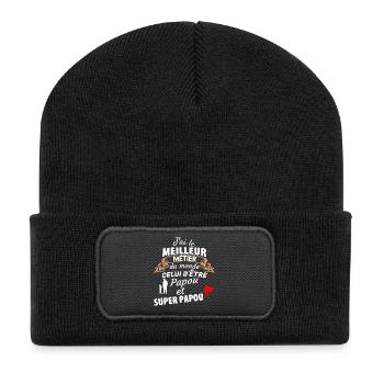 Humor and Pride Grandpa Super Dad - Recycled Patch Beanie - black - Front