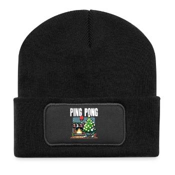 Table Tennis Christmas Tree Costume Christmas Tree - Recycled Patch Beanie - black - Front