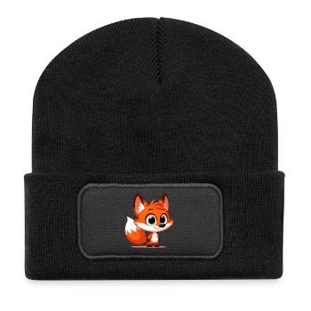 Fuchs - Recycelte Patch Beanie - Schwarz - Vorne