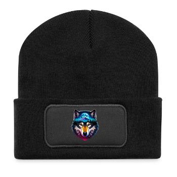 Wolf - Recycelte Patch Beanie - Schwarz - Vorne