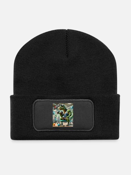 Dino T RFLEX - Recycelte Patch Beanie - Schwarz