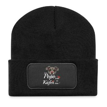 Lustiger Hund - Recycelte Patch Beanie - Schwarz - Vorne