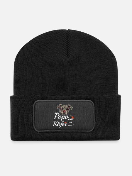 Lustiger Hund - Recycelte Patch Beanie - Schwarz