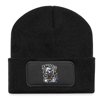 Cuddly Bear with Heart – Love Motif Graffiti Design - Recycled Patch Beanie - black - Front