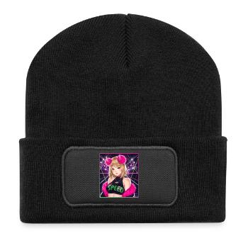 Fille rave - Beanie recyclé à patch - noir - Devant