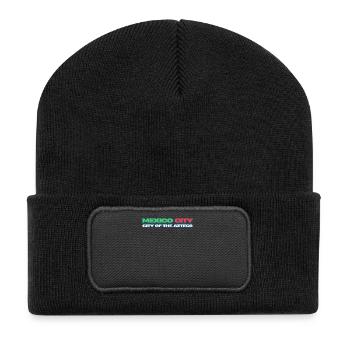 Aztec City Neon Mexiko-Stadt Retro - Recycelte Patch Beanie - Schwarz - Vorne