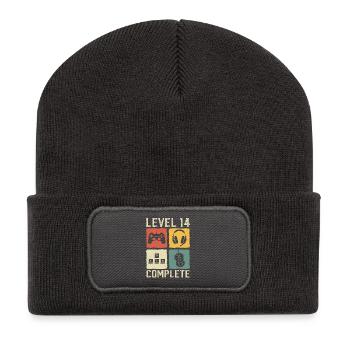 14th Birthday Level 14 Complete Gamer 14 Years - Recycled Patch Beanie - dark grey - Front