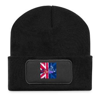 Silhouette de l’Union Jack de Londres - Beanie recyclé à patch - noir - Devant
