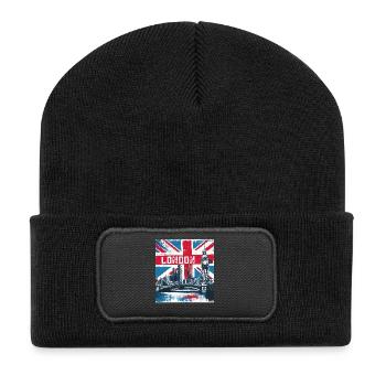 Éclaboussure Union Jack de la Skyline de Londres - Beanie recyclé à patch - noir - Devant