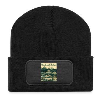 Panorama des Königreichs Thailands Tempel - Recycelte Patch Beanie - Schwarz - Vorne