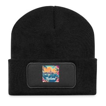 Thailand Temple Sunset Floral Paradise - Recycled Patch Beanie - black - Front
