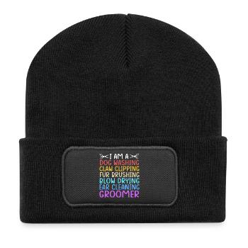 Toiletteur pour chiens - Beanie recyclé à patch - noir - Devant