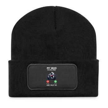 Mon vélo m’appelle - Beanie recyclé à patch - noir - Devant