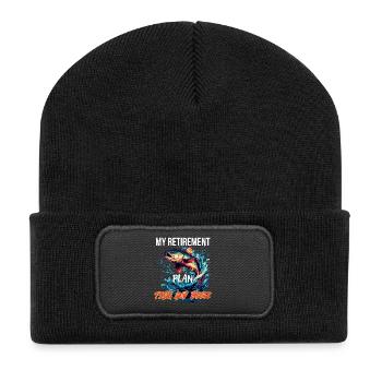 Mon plan de retraite : poisson et bière - Beanie recyclé à patch - noir - Devant