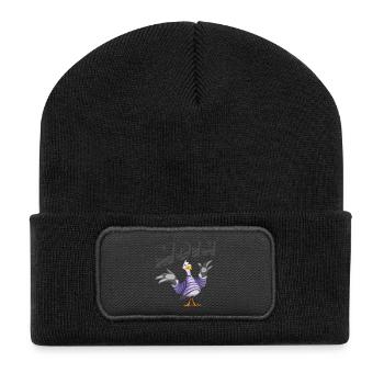 Moin Möwe Norddeutsch Dialekt Guten Morgen Moewe - Recycelte Patch Beanie - Schwarz - Vorne