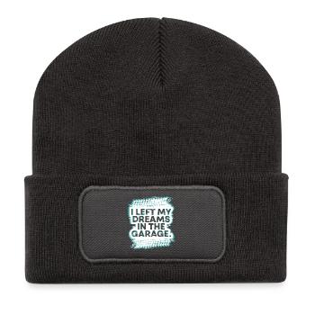 I Left My Dreams In The Garage Car Fanatic Gift - Recycled Patch Beanie - dark grey - Front