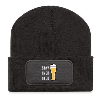 Restez hydraté Bière de blé Fête de la bière de blé - Beanie recyclé à patch - charbon - Devant