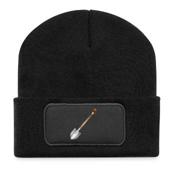 Classic spade – garden and building tool motif - Recycled Patch Beanie - black - Front