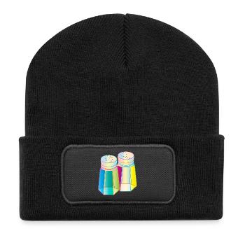Sel et poivre dans un verre Prisma – Épices colorées - Beanie recyclé à patch - noir - Devant